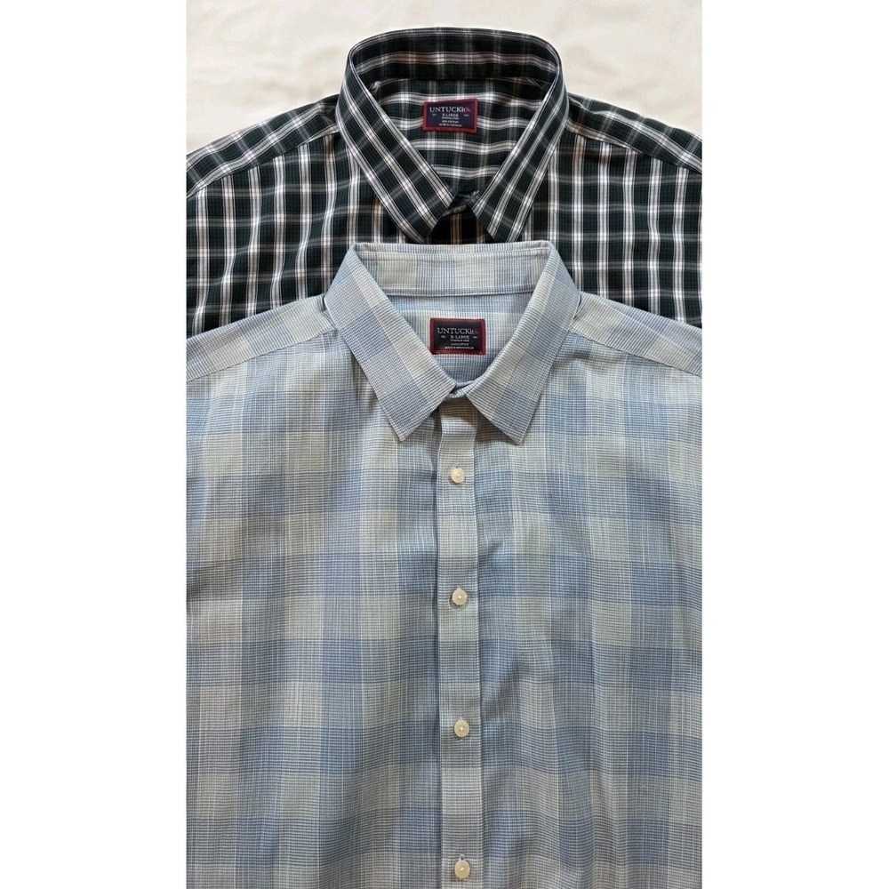 Untuckit Long Sleeve Button Up Wrinkle Free Shirts Men's Xl Check Plaid Lot Of 2